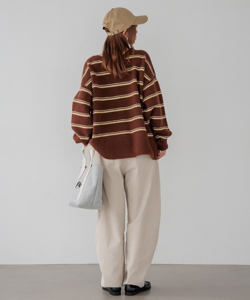 BAYFLOW（ベイフロー）の「2WAYボーダーニットプルオーバー（ニット/セーター・レディース・ブラウン/ブラック/ブルー・FREE）」の17枚目の写真