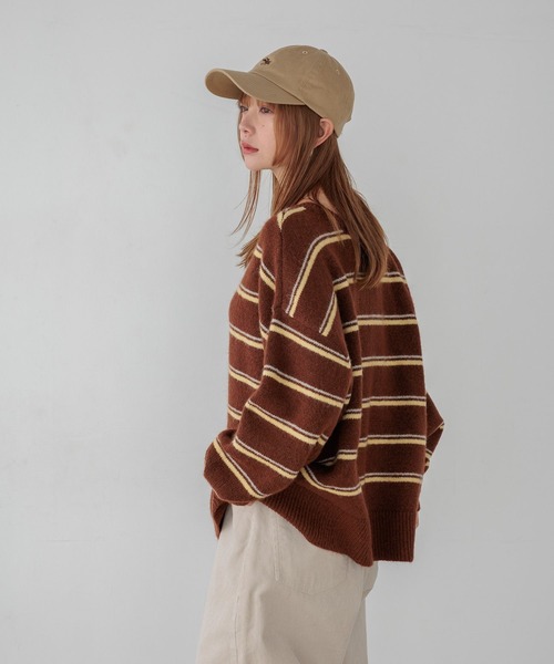 BAYFLOW（ベイフロー）の「2WAYボーダーニットプルオーバー（ニット/セーター・レディース・ブラウン/ブラック/ブルー・FREE）」の22枚目の写真