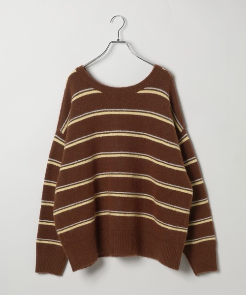 BAYFLOW（ベイフロー）の「2WAYボーダーニットプルオーバー（ニット/セーター・レディース・ブラウン/ブラック/ブルー・FREE）」の8枚目の写真