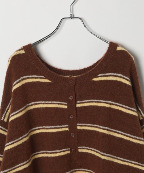 BAYFLOW（ベイフロー）の「2WAYボーダーニットプルオーバー（ニット/セーター・レディース・ブラウン/ブラック/ブルー・FREE）」の9枚目の写真
