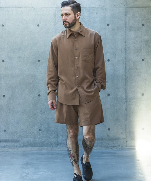 MR.OLIVE(ミスターオリーブ)の「T/R POWDER CLOTH / REGULAR COLLAR SHIRT /M261113(シャツ/ブラウス・メンズ・ブラック/キャメル・SMALL/MEDIUM/LARGE)」の5枚目の写真
