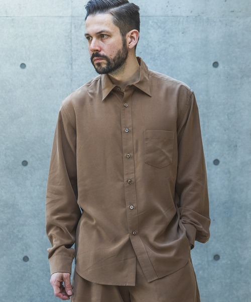 MR.OLIVE(ミスターオリーブ)の「T/R POWDER CLOTH / REGULAR COLLAR SHIRT /M261113(シャツ/ブラウス・メンズ・ブラック/キャメル・SMALL/MEDIUM/LARGE)」の6枚目の写真