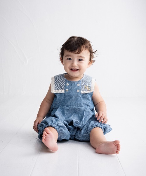 maarook(マルーク)の「ネップデニムbabyロンパース(ロンパース・キッズ・ブルー・70cm/80cm)」の1枚目の写真
