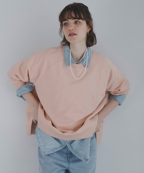 URBAN RESEARCH Sonny Label（アーバンリサーチサニーレーベル）の「裏毛ラグランワイドスウェットプルオーバー（スウェット・レディース・ピンク/チャコールグレー/オートミール・FREE）」の14枚目の写真