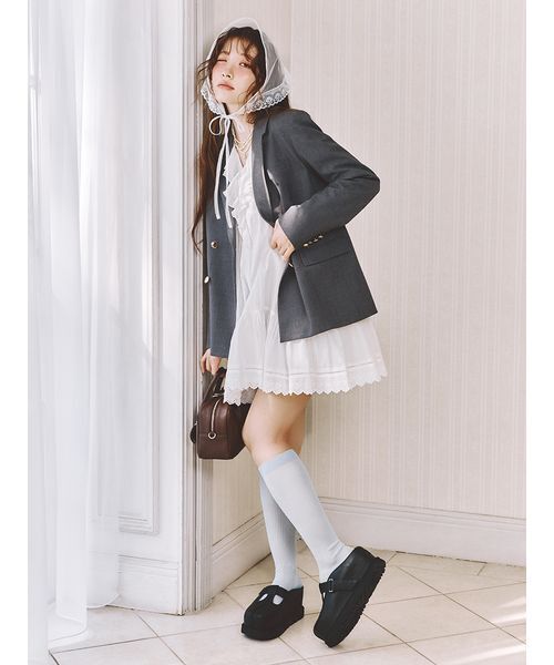 LILY BROWN（リリーブラウン）の「シアーリブハイソックス（ソックス/靴下・レディース・ライトブルー/イエロー/ブラウン・F）」の8枚目の写真