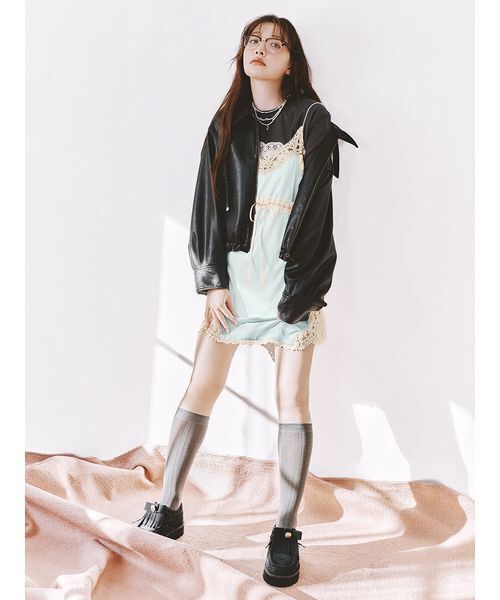 LILY BROWN（リリーブラウン）の「シアーリブハイソックス（ソックス/靴下・レディース・ライトブルー/イエロー/ブラウン・F）」の10枚目の写真