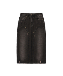 ISTKUNST（イストクンスト）の「DAMAGED DOUBLE KNEE MAXI SKIRT_BLACK(IK2EFFD115A)（スカート）」