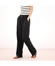 Linen Bending Wide Pants _Black