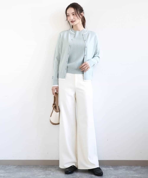 MK MICHEL KLEIN（エムケーミッシェルクラン）の「配色デザインカラーニットアンサンブル/洗える（アンサンブル・レディース・ブルー/グレイッシュベージュ/ネイビー/ミント・38）」の9枚目の写真