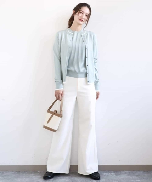 MK MICHEL KLEIN（エムケーミッシェルクラン）の「配色デザインカラーニットアンサンブル/洗える（アンサンブル・レディース・ブルー/グレイッシュベージュ/ネイビー/ミント・38）」の10枚目の写真
