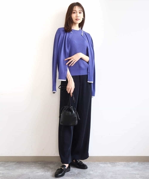 MK MICHEL KLEIN（エムケーミッシェルクラン）の「配色デザインカラーニットアンサンブル/洗える（アンサンブル・レディース・ブルー/グレイッシュベージュ/ネイビー/ミント・38）」の18枚目の写真