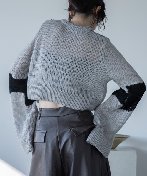 VACANCY（ヴァカンシー）の「ウェーブ配色透かし編みカーディガン（カーディガン/ボレロ・レディース・グレー/ライトブルー/パープル・FREE）」の11枚目の写真
