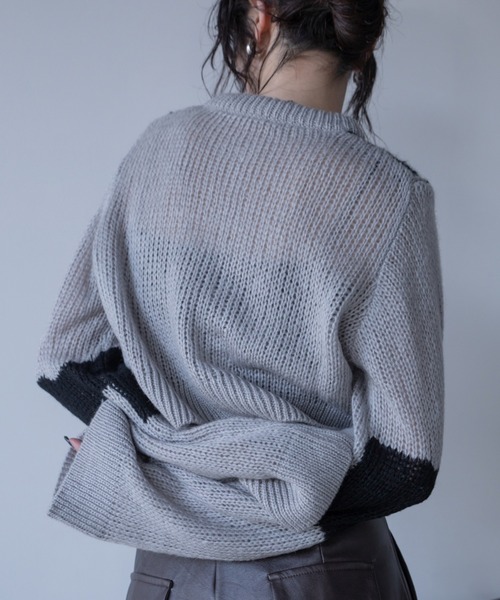 VACANCY（ヴァカンシー）の「ウェーブ配色透かし編みカーディガン（カーディガン/ボレロ・レディース・グレー/ライトブルー/パープル・FREE）」の10枚目の写真