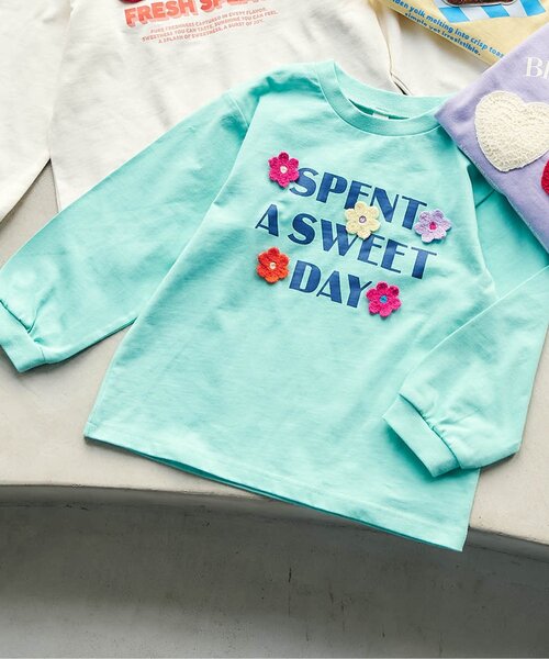 apres les cours（アプレレクール）の「バラエティかぎ針モチーフTシャツ_ジュニア対応（Tシャツ/カットソー・キッズ・ラベンダー/ミント/イエロー/アイボリー・80/90/100/110/120/130/140）」の3枚目の写真