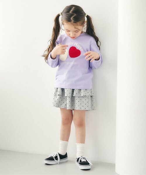 apres les cours（アプレレクール）の「バラエティかぎ針モチーフTシャツ_ジュニア対応（Tシャツ/カットソー・キッズ・ラベンダー/ミント/イエロー/アイボリー・80/90/100/110/120/130/140）」の7枚目の写真