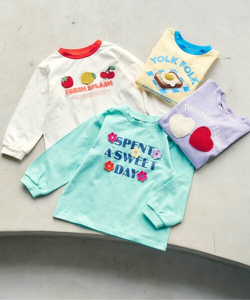 apres les cours（アプレレクール）の「バラエティかぎ針モチーフTシャツ_ジュニア対応（Tシャツ/カットソー・キッズ・ラベンダー/ミント/イエロー/アイボリー・80/90/100/110/120/130/140）」の9枚目の写真