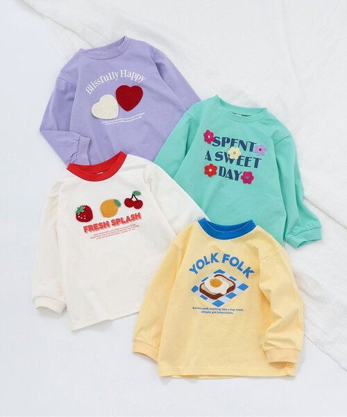 apres les cours（アプレレクール）の「バラエティかぎ針モチーフTシャツ_ジュニア対応（Tシャツ/カットソー・キッズ・ラベンダー/ミント/イエロー/アイボリー・80/90/100/110/120/130/140）」の10枚目の写真