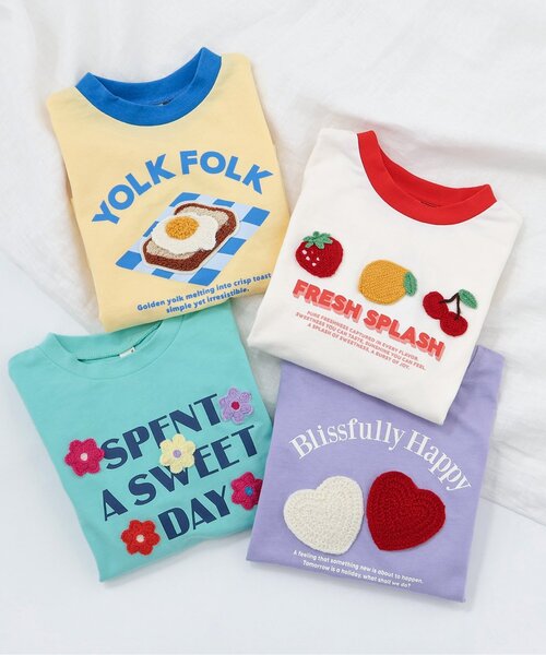 apres les cours（アプレレクール）の「バラエティかぎ針モチーフTシャツ_ジュニア対応（Tシャツ/カットソー・キッズ・ラベンダー/ミント/イエロー/アイボリー・80/90/100/110/120/130/140）」の11枚目の写真