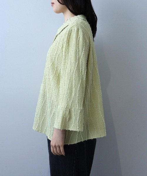 leswel(レスウェル)の「【L~5L 大きいサイズ】シャーリングジャガードニットシャツ(Tシャツ/カットソー・レディース・グリーン/ブラウン・L/LL/3L/4L/5L)」の14枚目の写真