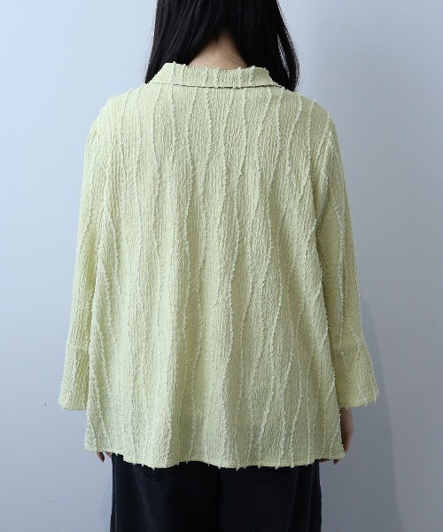 leswel(レスウェル)の「【L~5L 大きいサイズ】シャーリングジャガードニットシャツ(Tシャツ/カットソー・レディース・グリーン/ブラウン・L/LL/3L/4L/5L)」の15枚目の写真