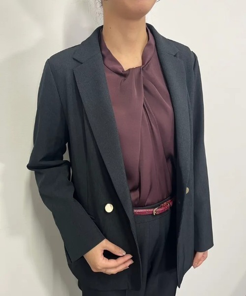 TOKYO SHIRTS(トウキョウシャツ)の「ダブルテーラード ジャケット セットアップ可能(テーラードジャケット・レディース・グレー/ネイビー・L/M)」の13枚目の写真