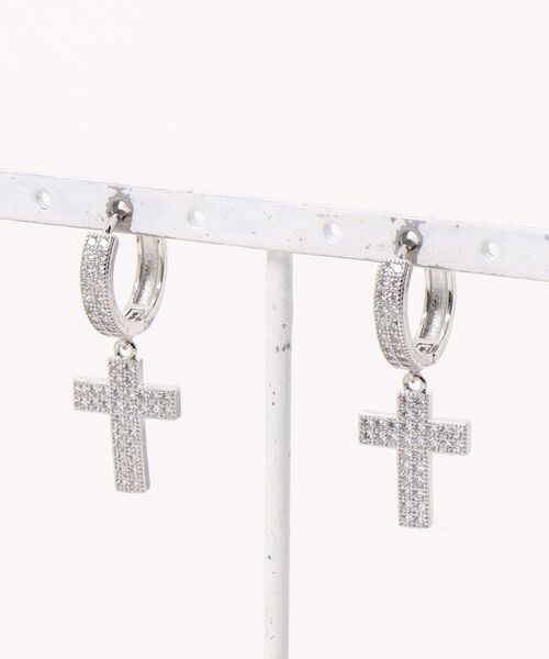 VIBGYOR(ヴィブジョー)の「メンズ クロス ピアス ラインストーン ダイヤ風 ヒップホップ(BDS)(ピアス(両耳用)・メンズ・ゴールド/シルバー・FREE)」の1枚目の写真