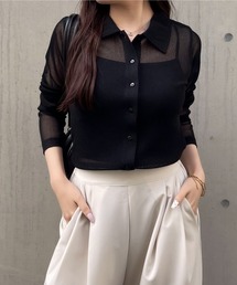 【26年春夏新作】ポロ襟シアーボタンカーディガン