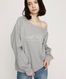 SLY | OFF SHOULDER LOGO TOPS オフショルダーロゴトップス 春服(ニット/セーター)