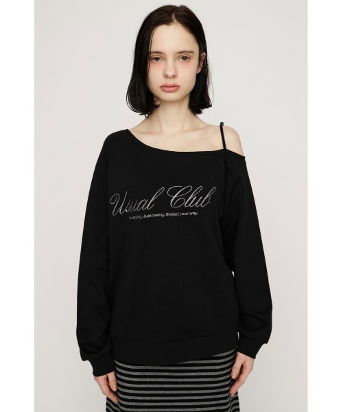 SLY（スライ）の「OFF SHOULDER LOGO TOPS オフショルダーロゴトップス 春服（ニット/セーター・レディース・ブラック/ライトブルー/杢グレー・FREE）」の7枚目の写真