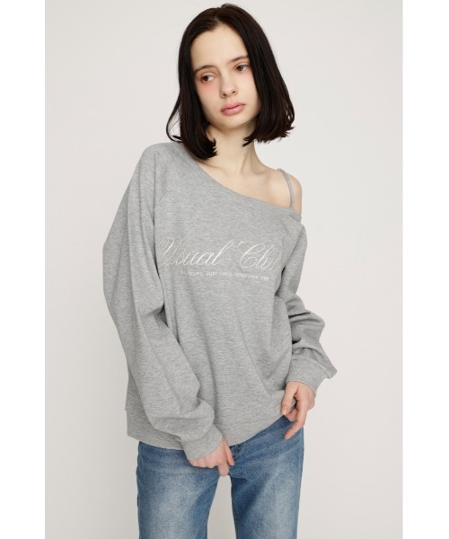 SLY（スライ）の「OFF SHOULDER LOGO TOPS オフショルダーロゴトップス 春服（ニット/セーター・レディース・ブラック/ライトブルー/杢グレー・FREE）」の8枚目の写真