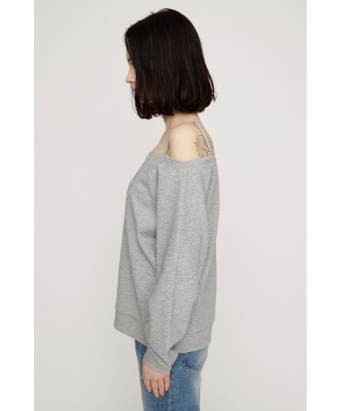 SLY（スライ）の「OFF SHOULDER LOGO TOPS オフショルダーロゴトップス 春服（ニット/セーター・レディース・ブラック/ライトブルー/杢グレー・FREE）」の12枚目の写真