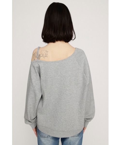 SLY（スライ）の「OFF SHOULDER LOGO TOPS オフショルダーロゴトップス 春服（ニット/セーター・レディース・ブラック/ライトブルー/杢グレー・FREE）」の14枚目の写真