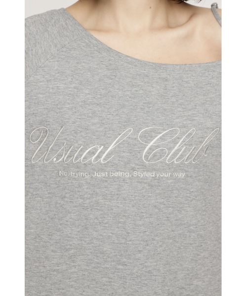 SLY（スライ）の「OFF SHOULDER LOGO TOPS オフショルダーロゴトップス 春服（ニット/セーター・レディース・ブラック/ライトブルー/杢グレー・FREE）」の15枚目の写真