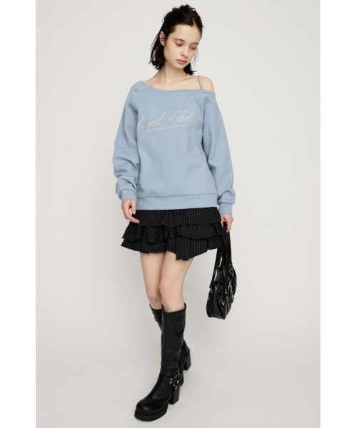 SLY（スライ）の「OFF SHOULDER LOGO TOPS オフショルダーロゴトップス 春服（ニット/セーター・レディース・ブラック/ライトブルー/杢グレー・FREE）」の17枚目の写真