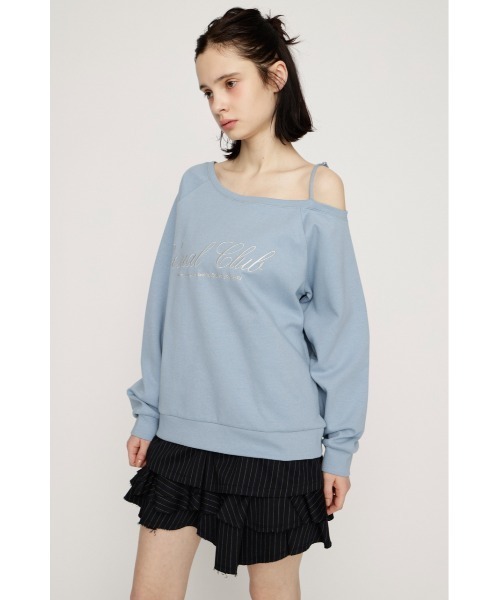 SLY（スライ）の「OFF SHOULDER LOGO TOPS オフショルダーロゴトップス 春服（ニット/セーター・レディース・ブラック/ライトブルー/杢グレー・FREE）」の18枚目の写真