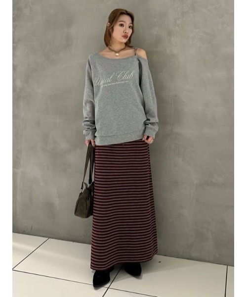 SLY(スライ)の「OFF SHOULDER LOGO TOPS オフショルダーロゴトップス 春服(ニット/セーター・レディース・ブラック/ライトブルー/杢グレー・FREE)」の22枚目の写真