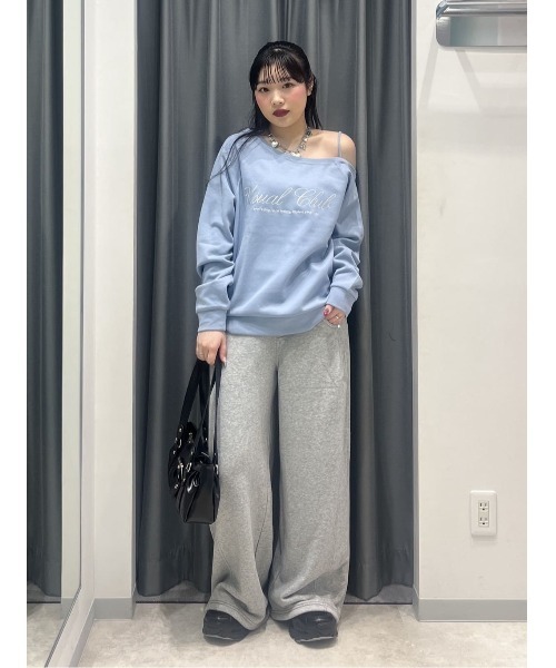 SLY(スライ)の「OFF SHOULDER LOGO TOPS オフショルダーロゴトップス 春服(ニット/セーター・レディース・ブラック/ライトブルー/杢グレー・FREE)」の20枚目の写真