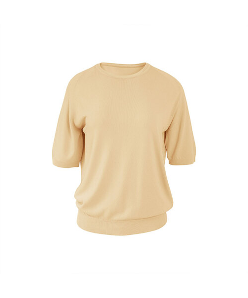 VASCARA（バスカラ）の「Essential Round Neck Half Sleeve Knitwear (7colors)（Tシャツ/カットソー・レディース・ブラック/カーキ/ライトベージュ/コーラル/ライトイエロー/ホワイト/ブラウン・FREE）」の6枚目の写真