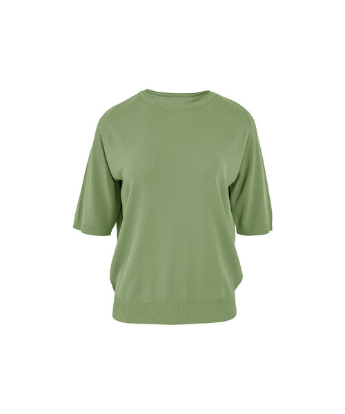 VASCARA（バスカラ）の「Essential Round Neck Half Sleeve Knitwear (7colors)（Tシャツ/カットソー・レディース・ブラック/カーキ/ライトベージュ/コーラル/ライトイエロー/ホワイト/ブラウン・FREE）」の5枚目の写真