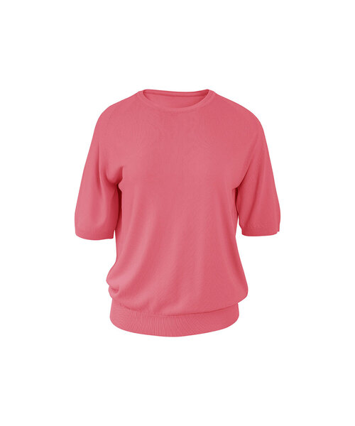VASCARA（バスカラ）の「Essential Round Neck Half Sleeve Knitwear (7colors)（Tシャツ/カットソー・レディース・ブラック/カーキ/ライトベージュ/コーラル/ライトイエロー/ホワイト/ブラウン・FREE）」の7枚目の写真