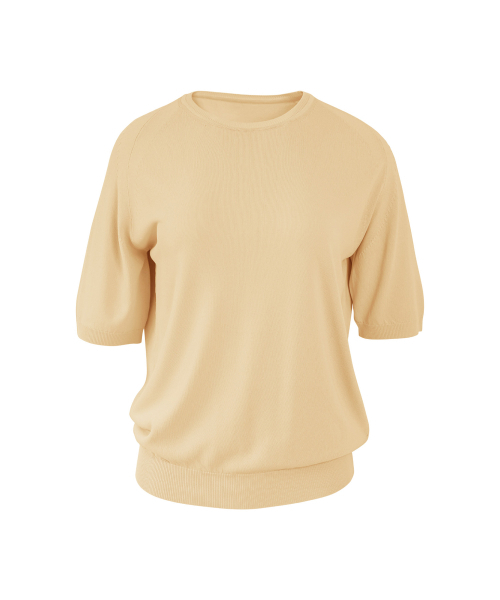 VASCARA（バスカラ）の「Essential Round Neck Half Sleeve Knitwear (7colors)（Tシャツ/カットソー・レディース・ブラック/カーキ/ライトベージュ/コーラル/ライトイエロー/ホワイト/ブラウン・FREE）」の10枚目の写真