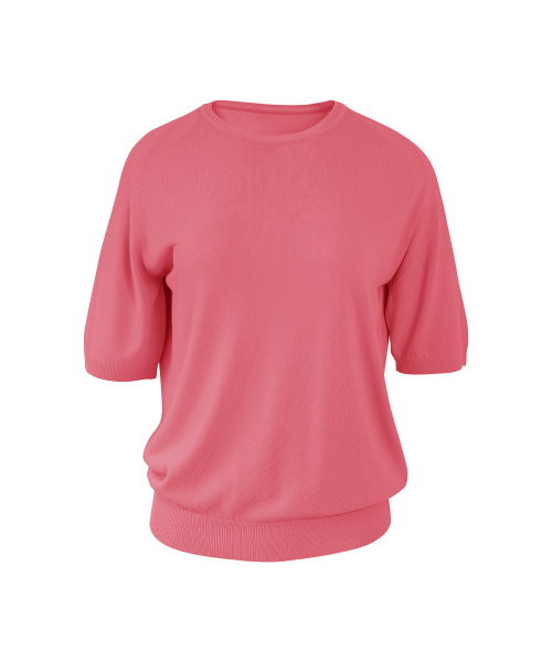 VASCARA（バスカラ）の「Essential Round Neck Half Sleeve Knitwear (7colors)（Tシャツ/カットソー・レディース・ブラック/カーキ/ライトベージュ/コーラル/ライトイエロー/ホワイト/ブラウン・FREE）」の11枚目の写真