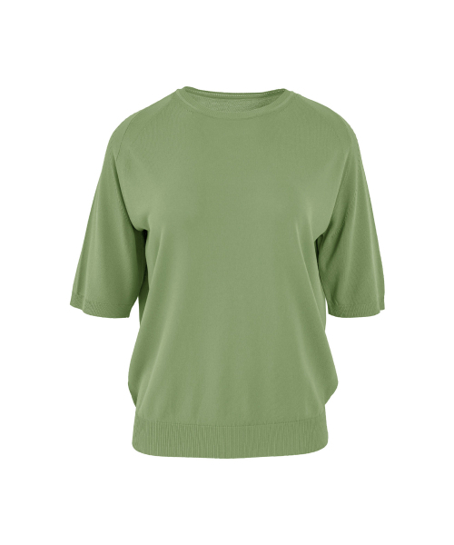 VASCARA（バスカラ）の「Essential Round Neck Half Sleeve Knitwear (7colors)（Tシャツ/カットソー・レディース・ブラック/カーキ/ライトベージュ/コーラル/ライトイエロー/ホワイト/ブラウン・FREE）」の13枚目の写真