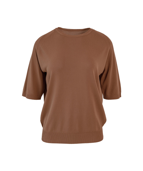 VASCARA（バスカラ）の「Essential Round Neck Half Sleeve Knitwear (7colors)（Tシャツ/カットソー・レディース・ブラック/カーキ/ライトベージュ/コーラル/ライトイエロー/ホワイト/ブラウン・FREE）」の17枚目の写真
