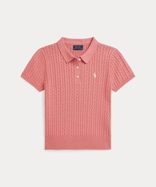 POLO RALPH LAUREN CHILDRENSWEAR(ポロ ラルフ ローレン チルドレンズウェア)の「ミニケーブル コットン ポロ セーター(ニット/セーター・キッズ・ピンク・XL/M/L)」の1枚目の写真