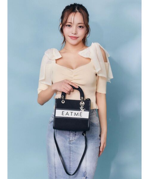 EATME（イートミー）の「E/MチャームバイカラーミニショルダーBAG（ショルダーバッグ・レディース・オフホワイト/ピンク/ブラック・FREE）」の7枚目の写真