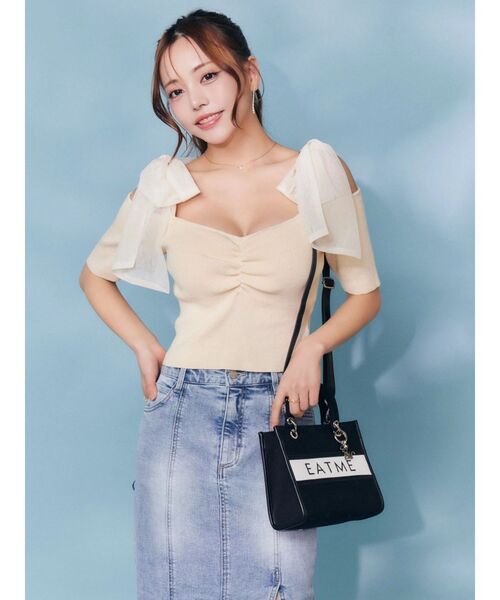 EATME（イートミー）の「E/MチャームバイカラーミニショルダーBAG（ショルダーバッグ・レディース・オフホワイト/ピンク/ブラック・FREE）」の8枚目の写真