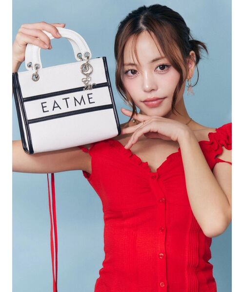 EATME（イートミー）の「E/MチャームバイカラーミニショルダーBAG（ショルダーバッグ・レディース・オフホワイト/ピンク/ブラック・FREE）」の4枚目の写真