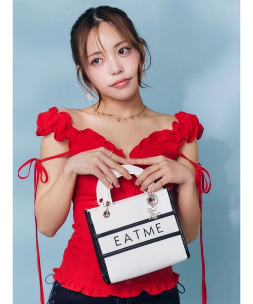 EATME（イートミー）の「E/MチャームバイカラーミニショルダーBAG（ショルダーバッグ・レディース・オフホワイト/ピンク/ブラック・FREE）」の10枚目の写真