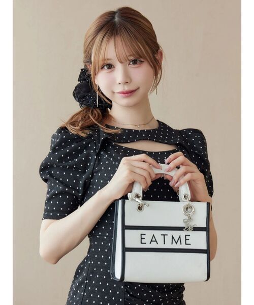 EATME（イートミー）の「E/MチャームバイカラーミニショルダーBAG（ショルダーバッグ・レディース・オフホワイト/ピンク/ブラック・FREE）」の9枚目の写真